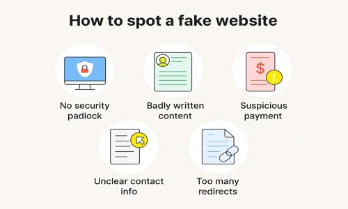 Infographic showing how to detect a fake dating profile, including signs like fake images, incomplete information, unverified profile, clichéd bios, and exaggerated claims.