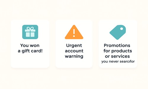 Illustration showing the difference between junk email and spam, highlighting common email threats in a modern flat design – 2025 digital guide.