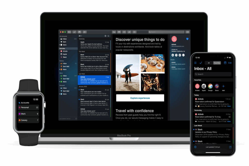 This image shows the Canary app, featured in our article on the best email clients for Mac.