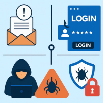Visual representation of credential harvesting methods including phishing, malware, credential stuffing, domain spoofing, and password spraying — all used by hackers to steal login information.
