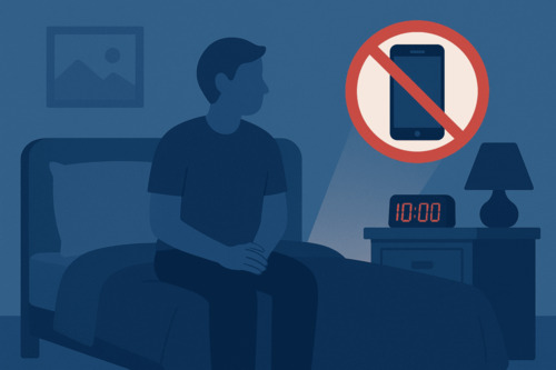 Illustration of the digital healthy habit “no screens before bed” from the article on improving focus, sleep, and mental health.