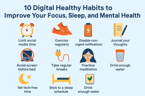 Illustration of the habit “organized digital workspace” for better mental clarity and digital wellbeing.