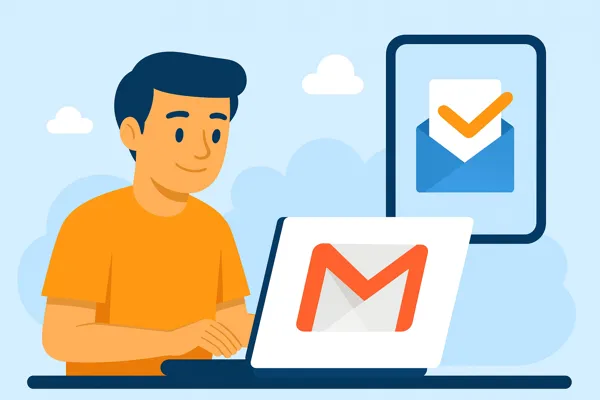 A person managing their Gmail inbox on a laptop, symbolizing how to mark all emails as read in Gmail efficiently.