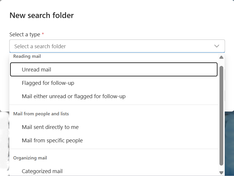 This screenshot shows Step 2 of how to organize your folders in Outlook.