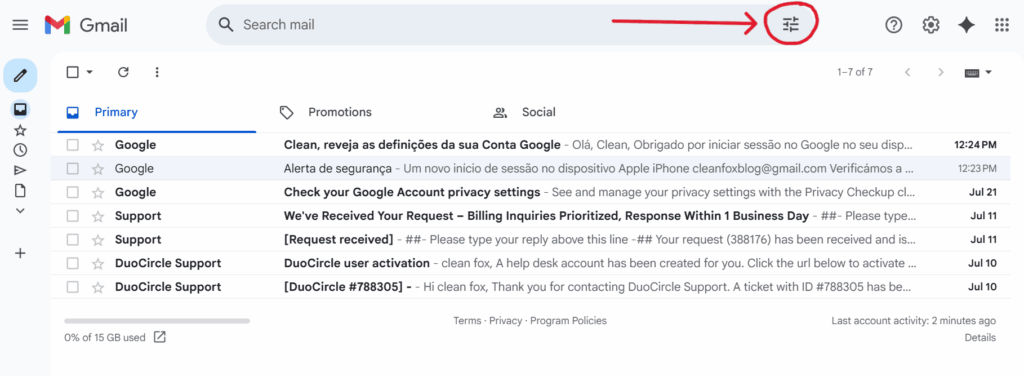 This is a screenshot of the first step in automating the process to mark all emails as read in Gmail.