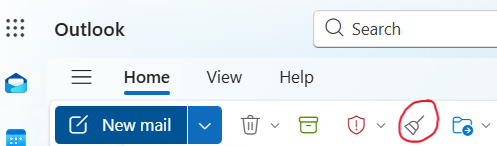 This is a screenshot of the first step of the sweep feature for the article: how to organize your emails in outlook
