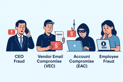 This is a screenshot that shows Common Types of BEC Scams