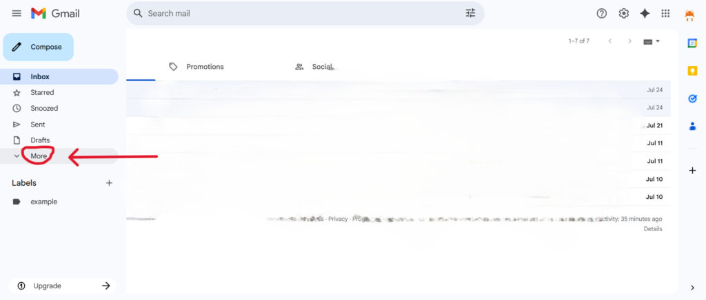 This is a screenshot of the first step in deleting Gmail labels on desktop 