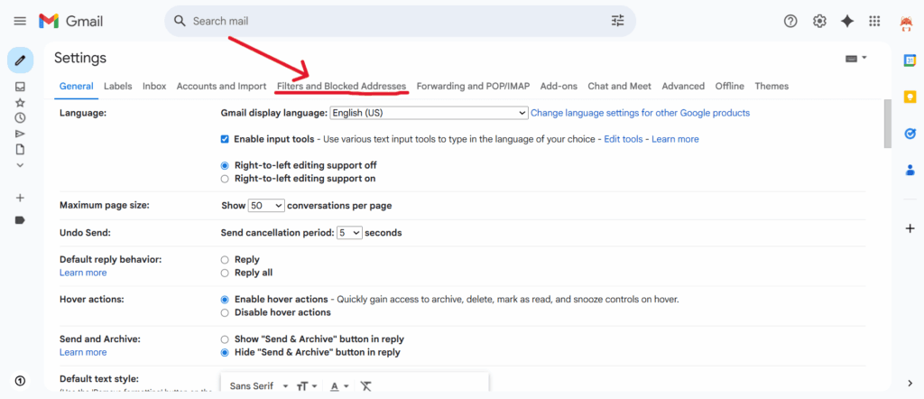 This screenshot shows the third step in finding and editing existing filters in Gmail for the article Gmail Messages Are Missing? Here’s How to Fix It.