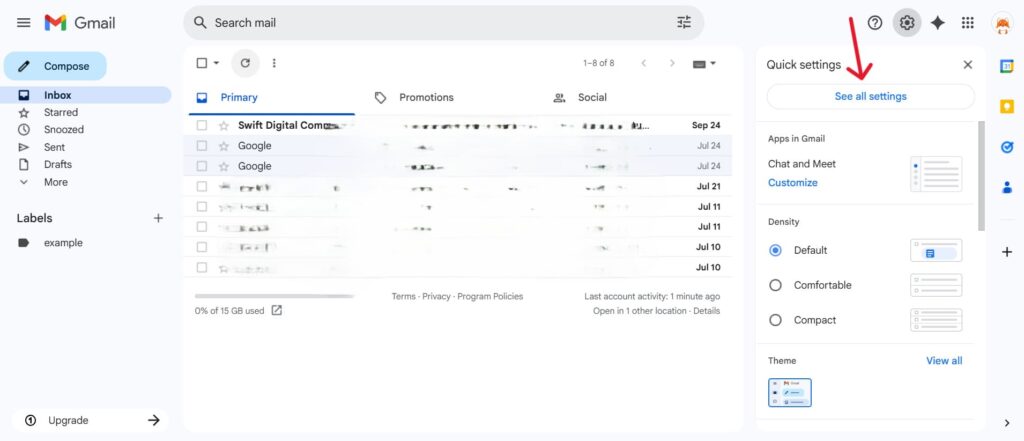 This is a screenshot of the first step on how to remove a label on gmail