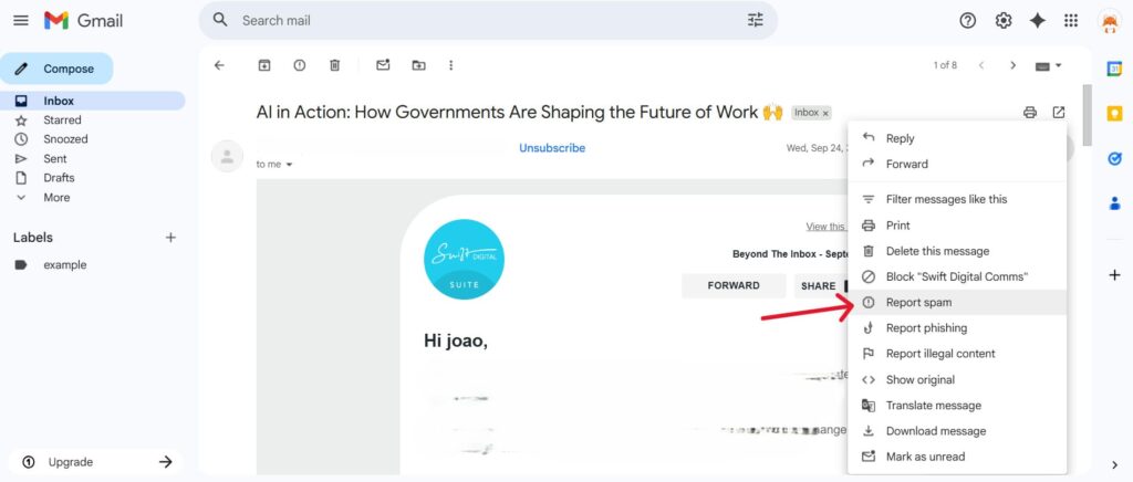 This is a screenshot of the second step on How to Stop Norton Spam Emails Quickly and Safely