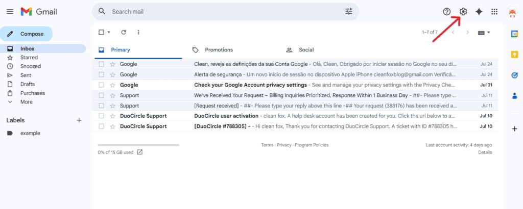 This is a screenshot of the first step on how to set up the "Unread First" Inbox in gmail. 