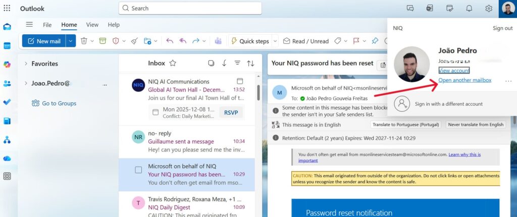 This is a screenshot of the second step on How to Add a Shared Inbox in Outlook in web