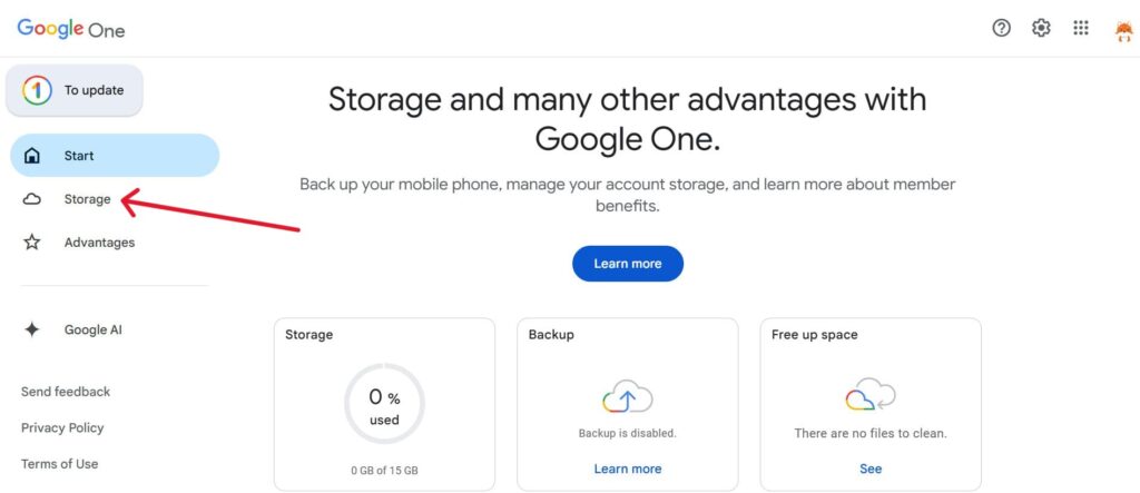 This is a screenshot of the first step on how to identify and remove large attachments for the article How to Free Up Space in Gmail Fast