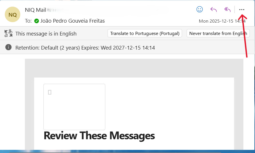 This is a screenshot of the first step on how to block a sender in outlook for the article How to Block Emails in Outlook and Stop Spam for Good