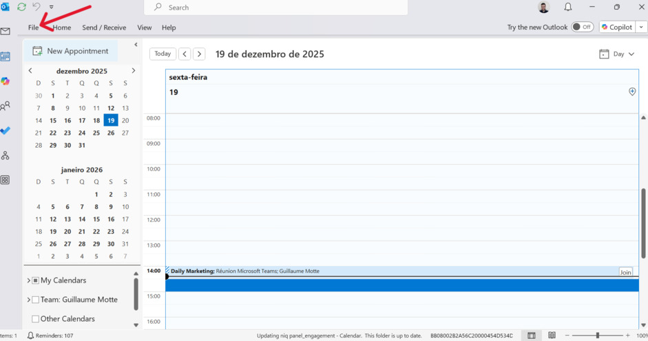 This screenshot shows the first step of manual archiving in Outlook for the article “How to Archive Emails in Outlook (Auto-Archive + Manual Guide).”