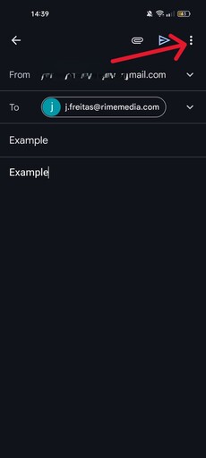 This screenshot shows the first step of scheduling an email in the Gmail mobile app.