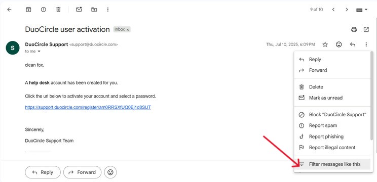 This is the second step in creating custom filters for incoming emails using Gmail’s Subscription Manager.