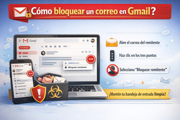 Cómo bloquear un correo en Gmail paso a paso desde la web o la app móvil usando la opción bloquear remitente.